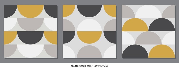 Set of minimalist seamless pattern with abstract creative geometric composition