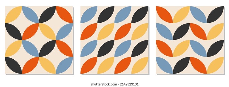 Set of minimalist seamless pattern with abstract creative geometric composition