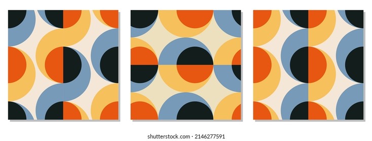 Set of minimalist seamless pattern with abstract creative geometric composition