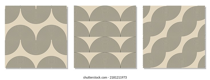 Set of minimalist seamless pattern with abstract creative geometric composition