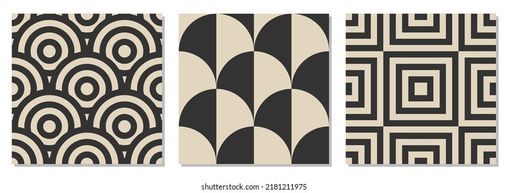Set of minimalist seamless pattern with abstract creative geometric composition