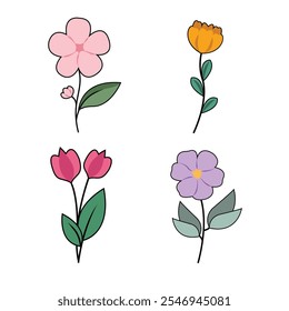 Minimalistische und einfache Blumenvektorgrafik setzen