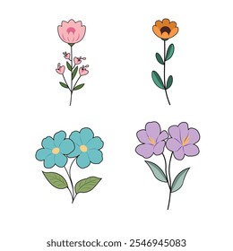 Set minimalist and Simple Flower Vector Illustration