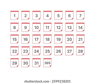 Set of minimalist and simple numbered monthly and yearly calendar, schedule, planner and scheduler icons.
