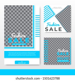 Set of Minimalist social media post stories template design with blank space for your image. Sale banner template for social media promotion, discount, sale