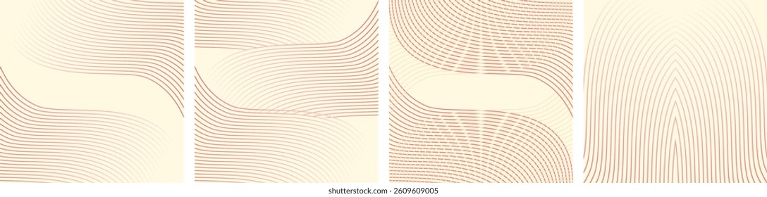 set of minimalist social media post collections with pink striped backgrounds	