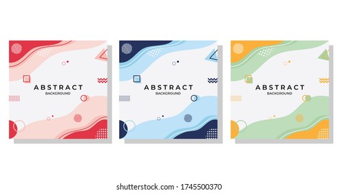 Conjunto de fondo cuadrado minimalista con un concepto moderno y fácil de editar, formas onduladas con estilo memphis. Adecuado para plantillas de publicaciones en medios sociales, banner, folleto, fondo, banner, volante, etc