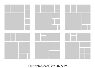 set of Minimalist square bento grid template can be used for photo collage mood board or layout planning