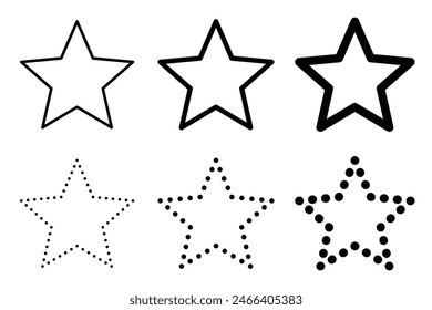 Set of minimalist star icons vector illustration. Perfect for rating and decoration concepts. Editable stroke.