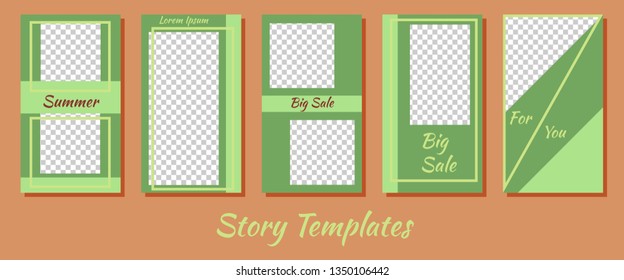 A set of minimalist stories for social networks. Frame. Package to create your unique content. Templates for stories. Storiz in avocado style. Green shades of storiz