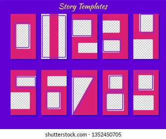 A set of minimalist stories for social networks. Frame for your photos. Seth to create your unique content. Templates for stories. Pattern in the form of numbers.