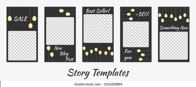 A set of minimalist stories for social networks. Frame for your photos. Seth to create your unique content. Templates for stories. The template is light universal.