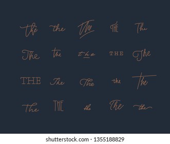 Set of minimalist style elements the drawing on blue background