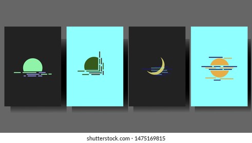 Set in a minimalist style with the image of the moon and the earth. Square brochure design. Rectangle template brochure, report, catalog, magazine. Brochure layout modern abstract background. 