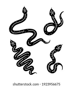 set of minimalist tattoo of snakes vector illustration design