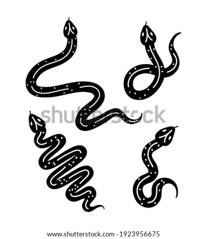 set of minimalist tattoo of snakes vector illustration design