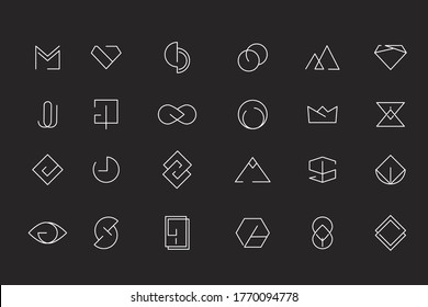 Set of  minimalist trendy shapes. Stylish vector logo emblems for Your design. Simple universal geometric signs collection.