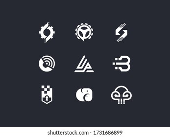 set minimalist unique business monogram collection logo