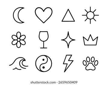 Conjunto de forma universal minimalista y Colección de Vector de icono de Naturaleza