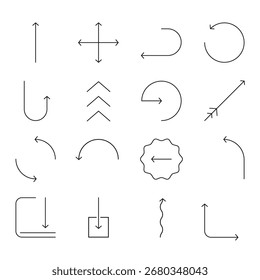 Set of minimalist vector arrow icons. Navigation symbols.