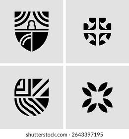 Set of minimalist vector graphic logos for various branding and design applications