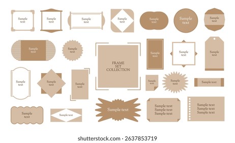 Set of Minimalist Vintage Label Frames in Brown, Editable Retro Badge Collection for Text or Logo