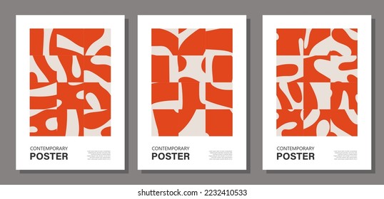 Set of minimalist wall art posters with abstract contemporary style collage