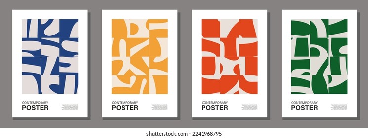 Set of minimalist wall art posters with abstract contemporary style collage