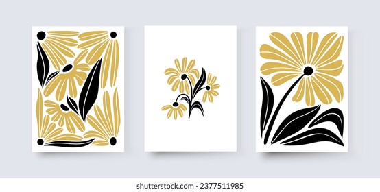 Conjunto de afiches de pared minimalistas con collage botánico moderno abstracto. Ilustración del vector