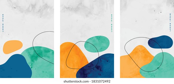 Set Of Minimalist Watercolor Stains Elements Flyer