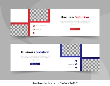 Set of Minimalist Web Banners Template Design with red and blue square shapes perfect for your Website Project, Client, Advertising, etc.