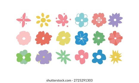Satz minimalistischer, skurriler Blumenelemente. Hochwertige Vektorgrafiken für Frühlingsmuster, Hochzeitseinladungen und Grußkartendesigns.