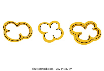 Set of minimalist yellow bell pepper slices in  vector simple outline for food book
