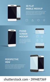 Set of minimalistic 3d isometric illustration cell phone. perspective view. Mockup generic smartphone. Template for infographics or presentation UI design. Concepts graphic design, web banner, print