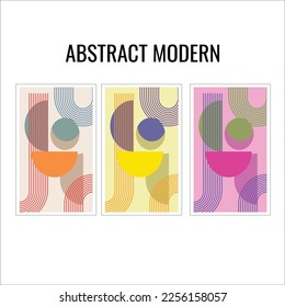 Set of minimalistic abstract aesthetic illustrations. Wall decor in a modern style. Collection of modern art posters. For brochures.