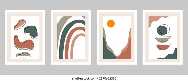 Set of minimalistic abstract boho shapes