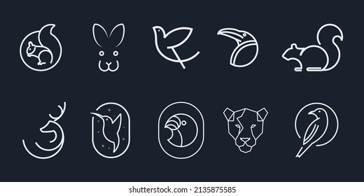 Set Of Minimalistic Animal Line Logo And Icon