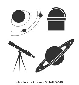 Set of minimalistic astronomy icon. Vector illustration isolated on a white background.