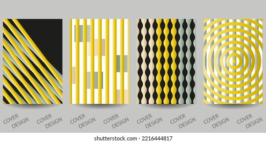 Set of minimalistic backgrounds with geometric pattern and gradient texture.Colorful circles, lines on black and white background. For printing on covers, banners, sales, flyers. modern design. Vector