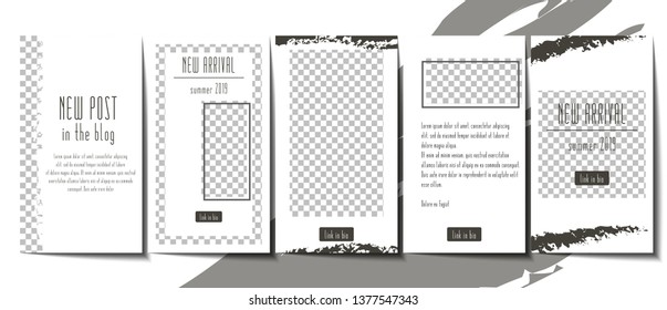 Set of minimalistic backgrounds templates for social media. Pack for creation your own unique content. Modern white design. Stock vector