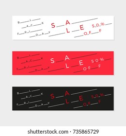 Set of minimalistic Black Friday design sale banners template for web site.