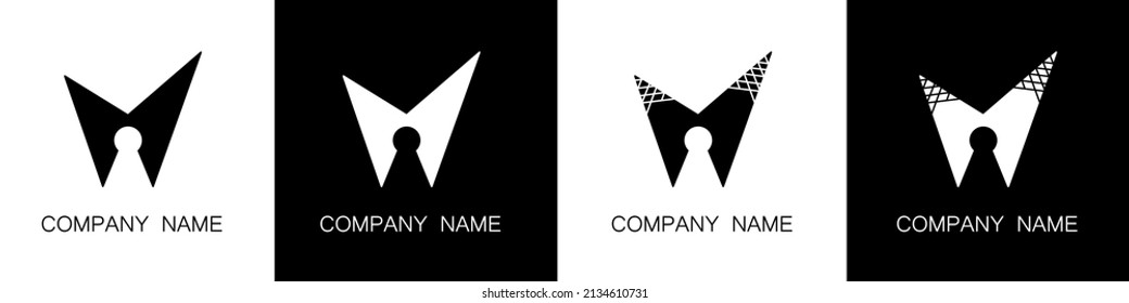 Conjunto de conceptos minimalistas de diseño de logotipos en blanco y negro para la identidad de marca, negocios. Ilustración vectorial.