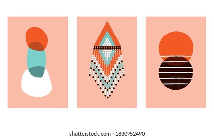 Set von minimalistischen Boho-Stil-Vektorgrafiken