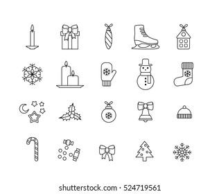 set of minimalistic christmas icons