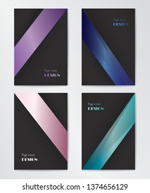 Set of minimalistic cover page design templates. Vector abstract line pattern for poster design. Set of templates for business brochures. Graphic template for cover of diary, flyer, magazine, book..
