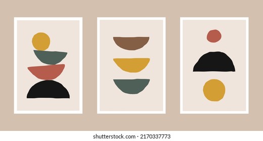 Una colección de ilustraciones creativas minimalistas en formas abstractas para decoraciones de paredes, folletos, diseños de cubiertas. Vector Eps10