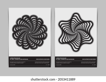 Set of Minimalistic Event Flyer Template with Vortex Shape. Vector illustration.