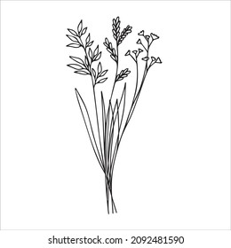 A set of minimalistic flowers in a bouquet. Vector illustration