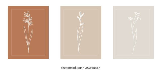 Montaje de flores minimalistas. Ilustración del vector