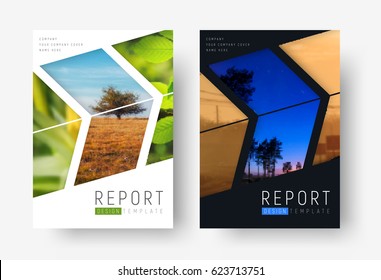 set of minimalistic flyers of white and black color. The design of the cover of the report, brochures, presents with elements in the form of arrows for the photo. Vector illustration